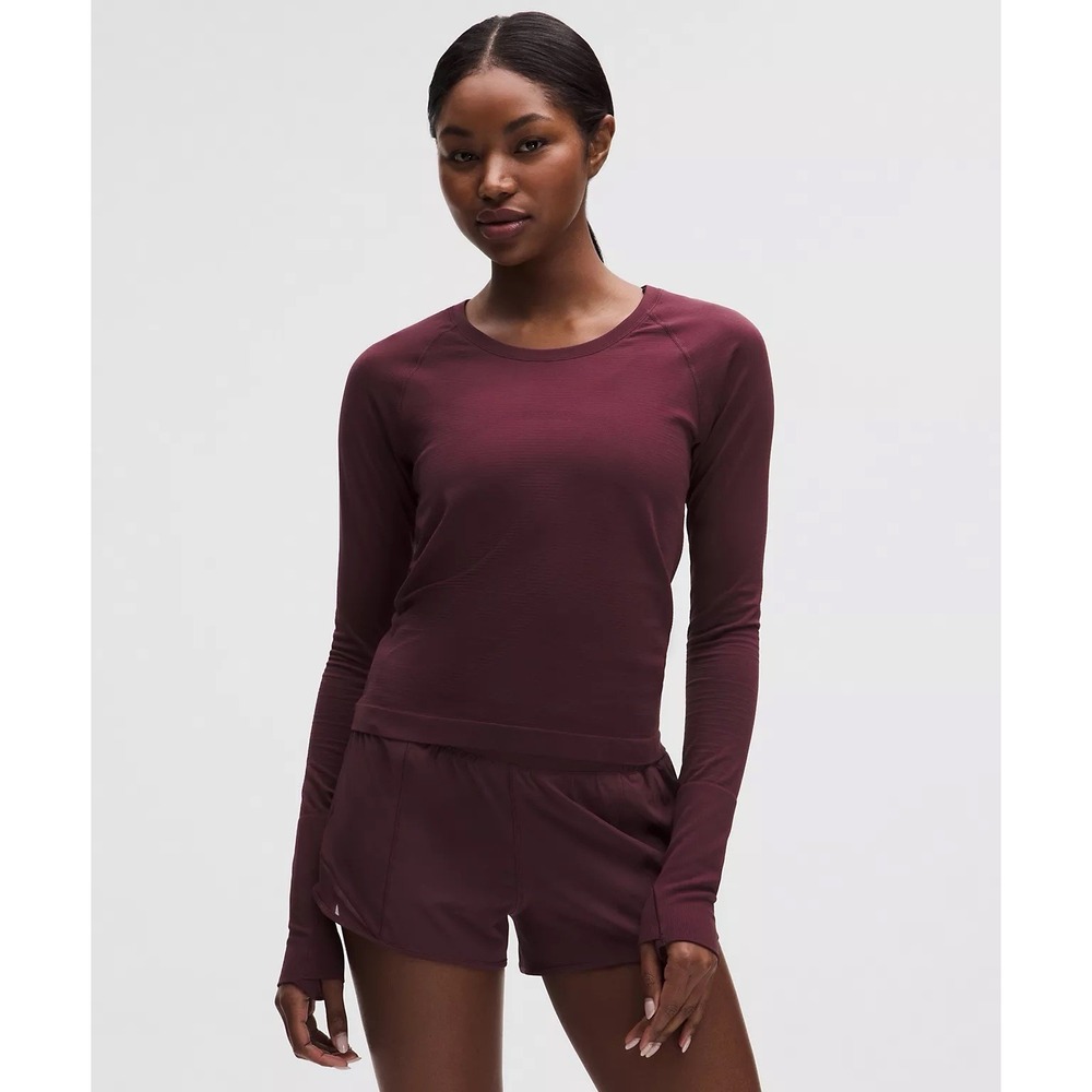 Lululemon Swiftly Tech Long Sleeve 2.0 Top, Burgundy Size 2 Waist Long
